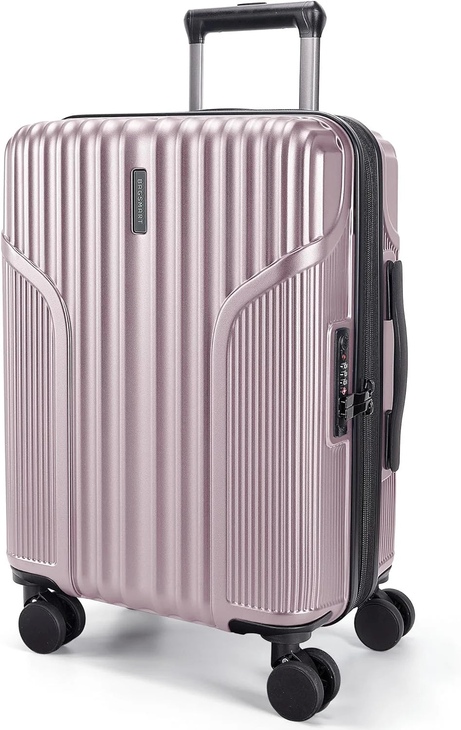 BAGSMART Carry On Luggage 22x14x9 Airline Approved, Expandable Suitcase with Wheels, Pink Lavender