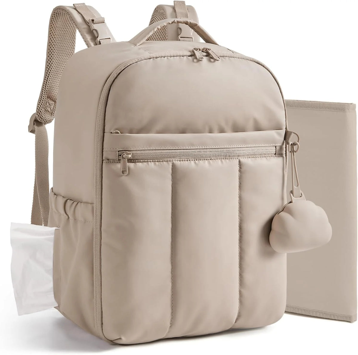 BAGSMART Diaper Backpack with Insulated Pockets & Changing Pad, Camel