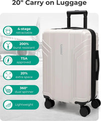 BAGSMART Expandable Carry On Luggage 22x14x9 Airline Approved, Biege