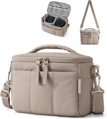 BAGSMART 2 in 1 Quilted Camera Sling Bag for Mirrorless Camera, Camel