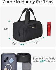BAGSMART Travel Toiletry Bag, Crush Toiletry Bag for Women, Wide-open Puffy Toiletry Bags for Traveling, Large Travel Cosmetic Makeup Bag Organizer for Accessories,Toiletrie (Orange)