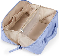 BAGSMART Puffy Open Flat Travel Makeup Bag Toiletry Bag for Women, Purple