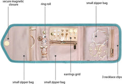 BAGSMART Travel Jewelry Organizer Case Foldable Jewelry Roll,Mini,Teal