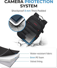 BAGSMART Camera Bag for DSLR, Waterproof Camera Backpacks for Photographers, Camera Case with Laptop Compartment-14 Black