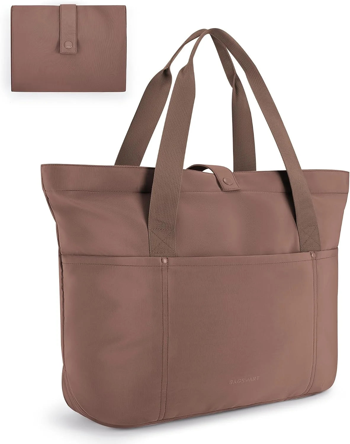 BAGSMART Tote Bag for Women, Foldable Tote Bag With Zipper Travel Shoulder Bag Handbag for Work