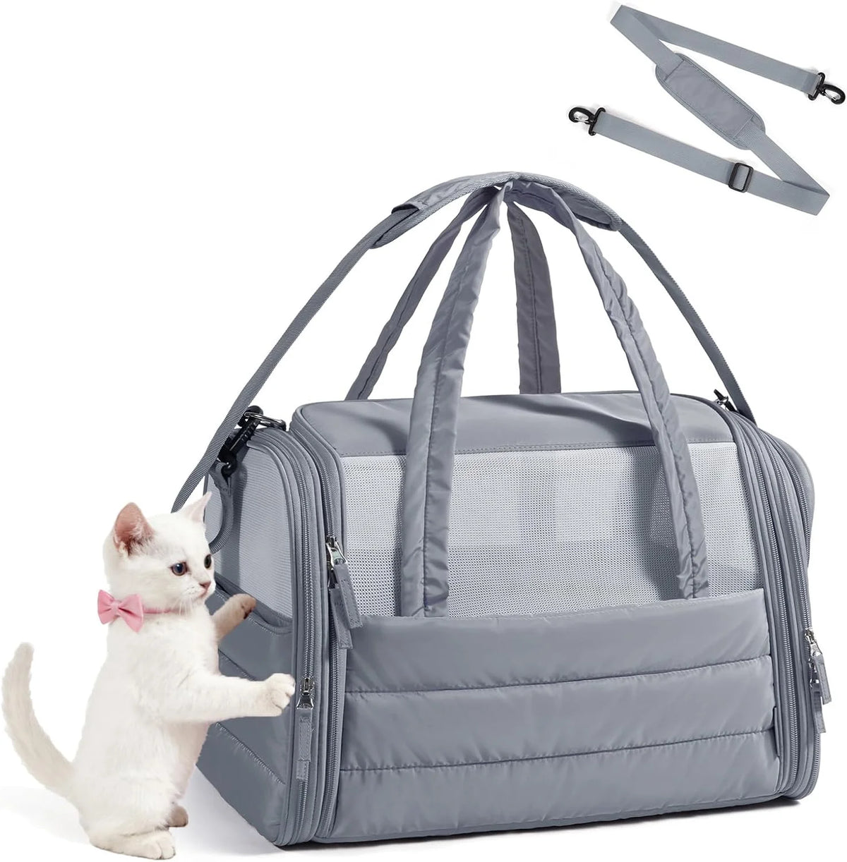 BAGSMART Cat Carrier Soft-Sided Puffy Quilted Collapsible Pet Travel Bag