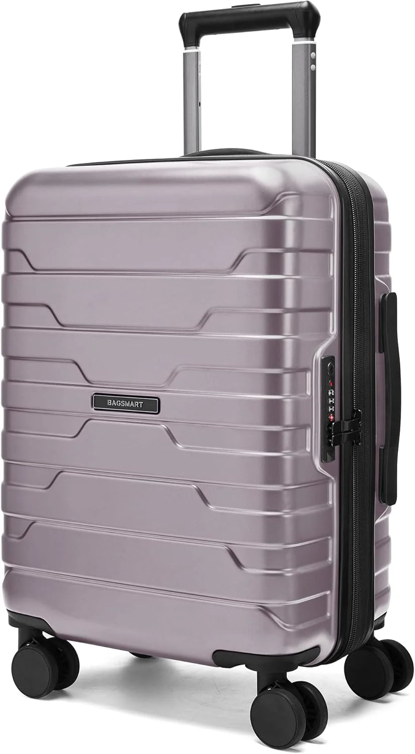 BAGSMART Carry-On Luggage 20" Expandable Spinner 22x14x9,Rose Purple