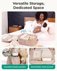 BAGSMART Diaper Backpack with Insulated Pockets & Changing Pad, Camel