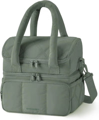 BAGSMART Lunch Bag Women, Double Deck Insulated Lunch Box, Olive Green