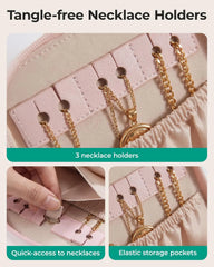 BAGSMART Travel Jewelry Case, Leather Zip for Rings Necklaces