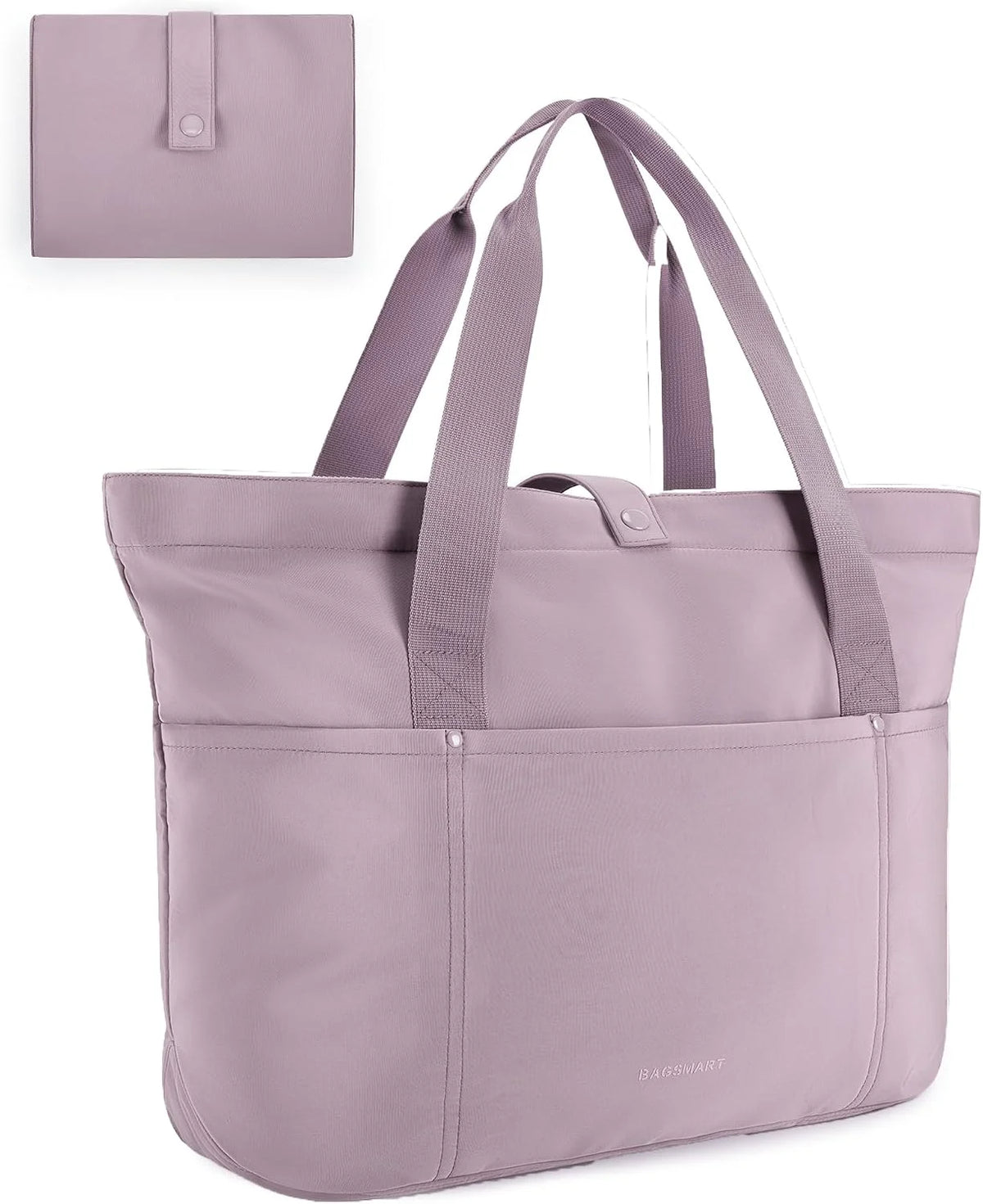 BAGSMART Tote Bag for Women, Foldable Tote Bag With Zipper Travel Shoulder Bag Handbag for Work