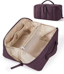 BAGSMART Puffy Travel Makeup Bag Toiletry Bag for Women, Burgundy Purple