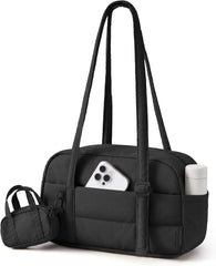 BAGSMART Purses for Women, Puffer Shoulder Bag Small Tote Handbags Lightweight