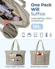 BAGSMART Tote Bag for Women, Lightweight Tote Bag with Yoga Mat Strap