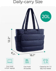 BAGSMART Puffy Tote Bag for Women, Lightweight Work Tote Handbag