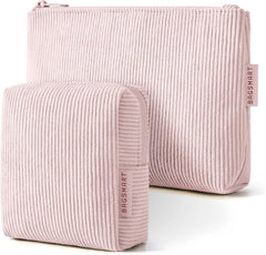 BAGSMART Corduroy Makeup Bag Set, Large & Small Cosmetic Pouch