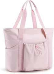 BAGSMART Foldable Tote Bag with Drawstring Bag, Tote Bag Shoulder Bag Top Handle Handbag for Travel, Work, Beach, Gym