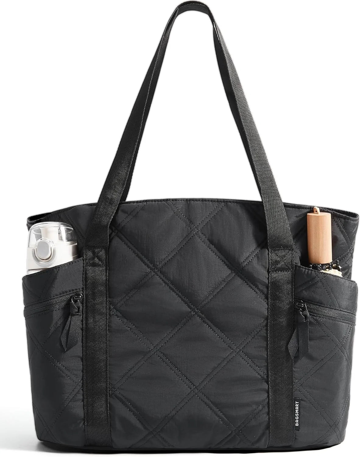 BAGSMART Crush Tote Bag for Women, 20L Puffer Work Tote with Zipper