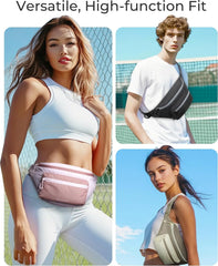 BAGSMART Fanny Packs for Women Men, Bag for Running Traveling Hiking, Camel