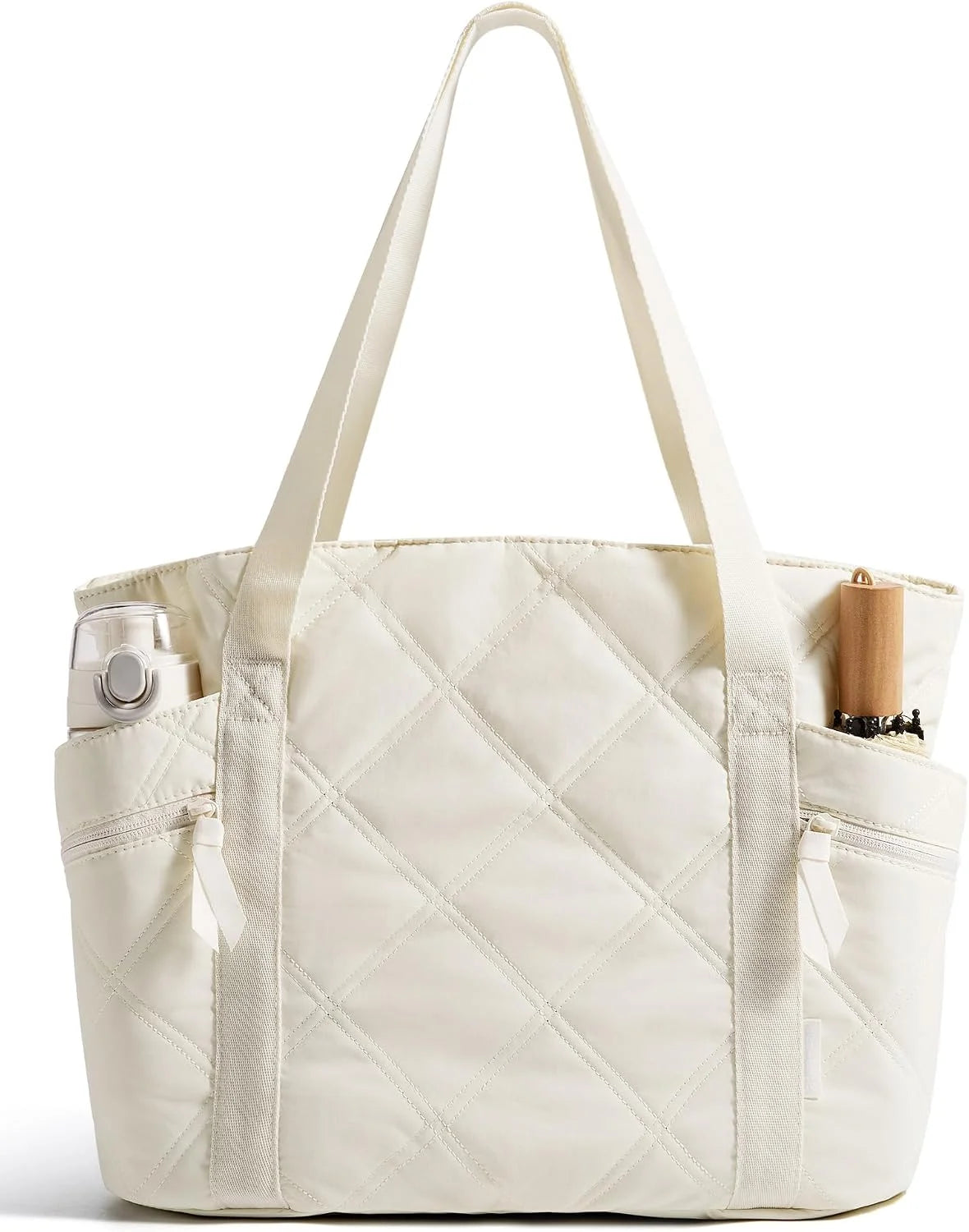 BAGSMART Crush Tote Bag for Women, 20L Puffer Work Tote with Zipper