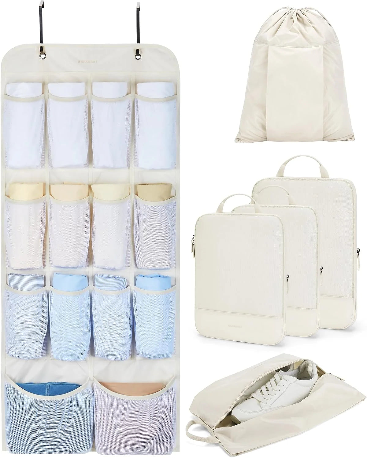 BAGSMART Hanging Compression Packing Cubes 6 Set Cruise Travel Essentials