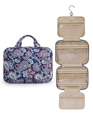 BAGSMART Toiletry Bag Travel Bag with Hanging Hook, Water-resistant Makeup Cosmetic Bag Travel Organizer for Accessories, Shampoo, Full-size Container, Toiletries (Red Paisley, Large)