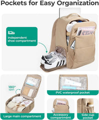 BAGSMART Travel Backpack for Women, Gym Backpack with Shoe Compartment