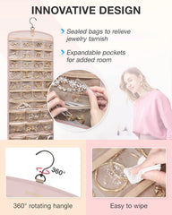 BAGSMART Hanging Jewelry Organizer, Necklace Holder Large Pink