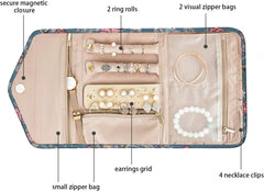 BAGSMART Travel Jewelry Organizer Roll Foldable Jewelry Case,Flower Bird