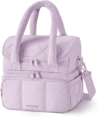 BAGSMART Lunch Bag Women, Double Deck Insulated Lunch Box, Lavender Purple