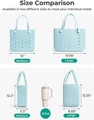 BAGSMART Beach Bag for Women, Water-resistant Rubber Tote Bag, Sandproof Vacation Essentials for Summer Swim Cruise Pool