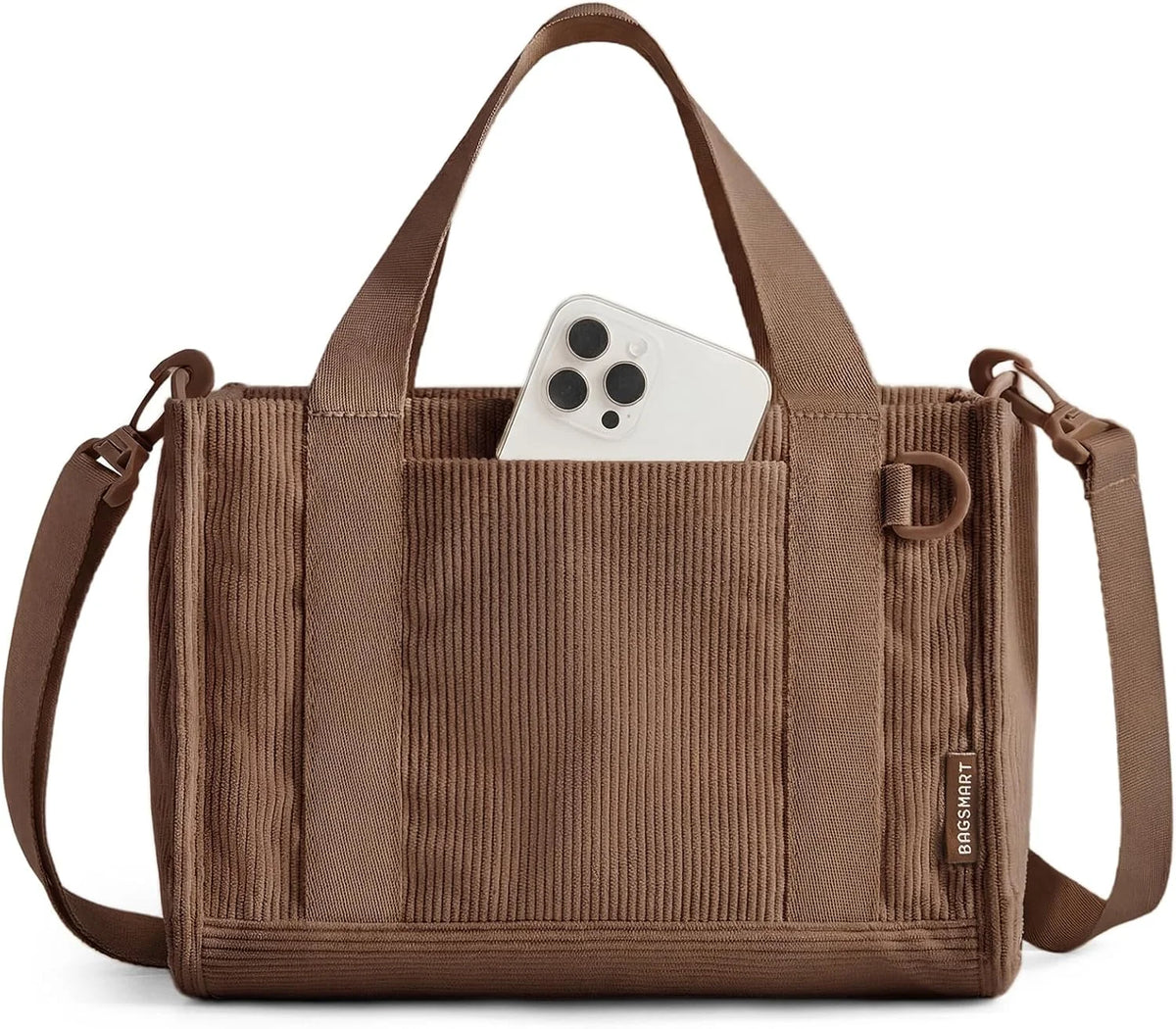 BAGSMART Corduroy Tote Bag for Women, Small College Teacher Laptop Handbag