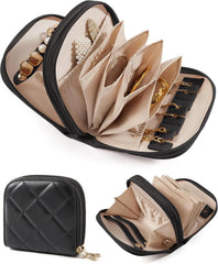 BAGSMART Travel Jewelry Case, Leather 2-Zip for Rings Necklaces