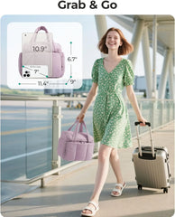 BAGSMART Travel Toiletry Bag for Women with Puffy Water-Resistant Fabric, Roomy Makeup Bag Organizer for Travel-Sized Toiletries & Accessories (Nude Pink)