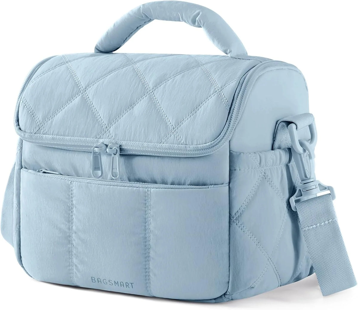 BAGSMART Insulated Lunch Bags for Women, Cute Quilted Lunch Box, Dusk Blue