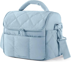 BAGSMART Insulated Lunch Bags for Women, Cute Quilted Lunch Box, Dusk Blue