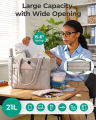 BAGSMART Tote Bag for Women Puffer 15.6 Inch Laptop Work Bag Large Purse