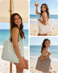BAGSMART Tote Bag for Women, Travel Tote Beach Bag with Zipper for Gym