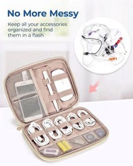 BAGSMART Electronics Organizer Case - Travel Accessories for Women, Cord Organizer for Phone, SD Card, Beige