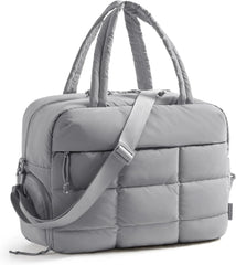 BAGSMART Gym Bag for Women, Carry on Travel Duffel Bag, Water-resistant Weekender with Shoe Compartment for Gym Travel Work, Grey, Medium