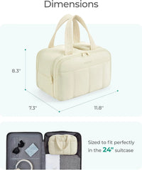 BAGSMART Travel Toiletry Bag, Puffy Large Toiletry Bag for Women, Lightweight Cosmetic Makeup Bag Organizer with Handle for Traveling, Accessories, Essentials, Toiletries (Light Blue)