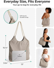 BAGSMART Tote Bag for Women, Travel Tote Beach Bag with Zipper for Gym