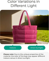 BAGSMART Puffy Tote Bag for Women, Lightweight Work Tote Handbag