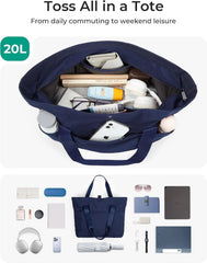 BAGSMART Tote Bag for Women, Foldable Tote Bag With Zipper Travel Shoulder Bag Handbag for Work
