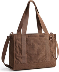 BAGSMART Corduroy Tote Bag for Women, Small College Teacher Laptop Handbag