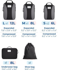 BAGSMART Compression Packing Cubes, 6 PCS Packing Cubes for Suitcases, Travel Bags Organizer for Luggage, Lightweight Packing Cube for Travel Essentials