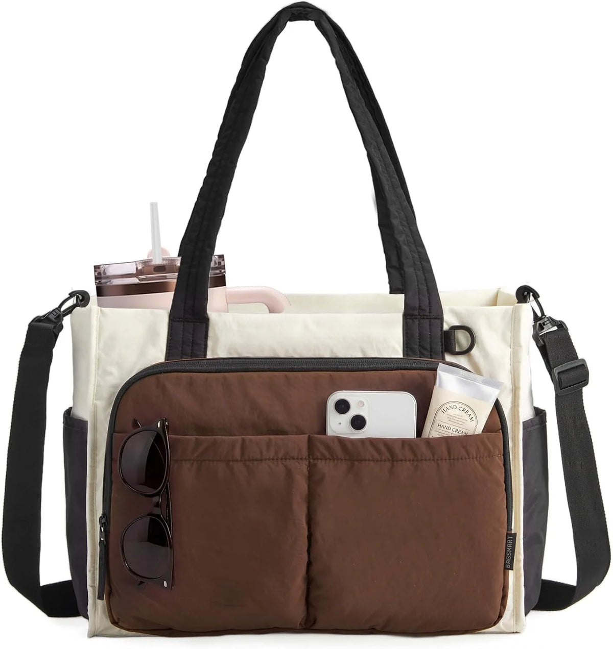 BAGSMART Tote Bag for Women, Puffy Laptop Work College Shoulder Handbag