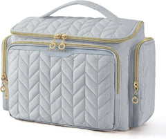 BAGSMART Travel Toiletry Bag, Large Wide-open Travel Bag for Toiletries, Makeup Cosmetic Travel Bag with Handle-Grey