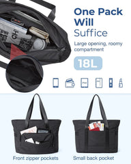 BAGSMART Tote Bag for Women, Lightweight Tote Bag with Yoga Mat Strap
