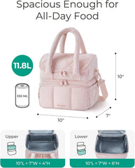 BAGSMART Lunch Bag Women, Double Deck Insulated Lunch Box, Teal
